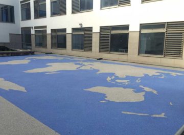 Resin bound coloured paving for school map