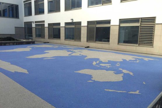 Resin bound coloured paving for school map