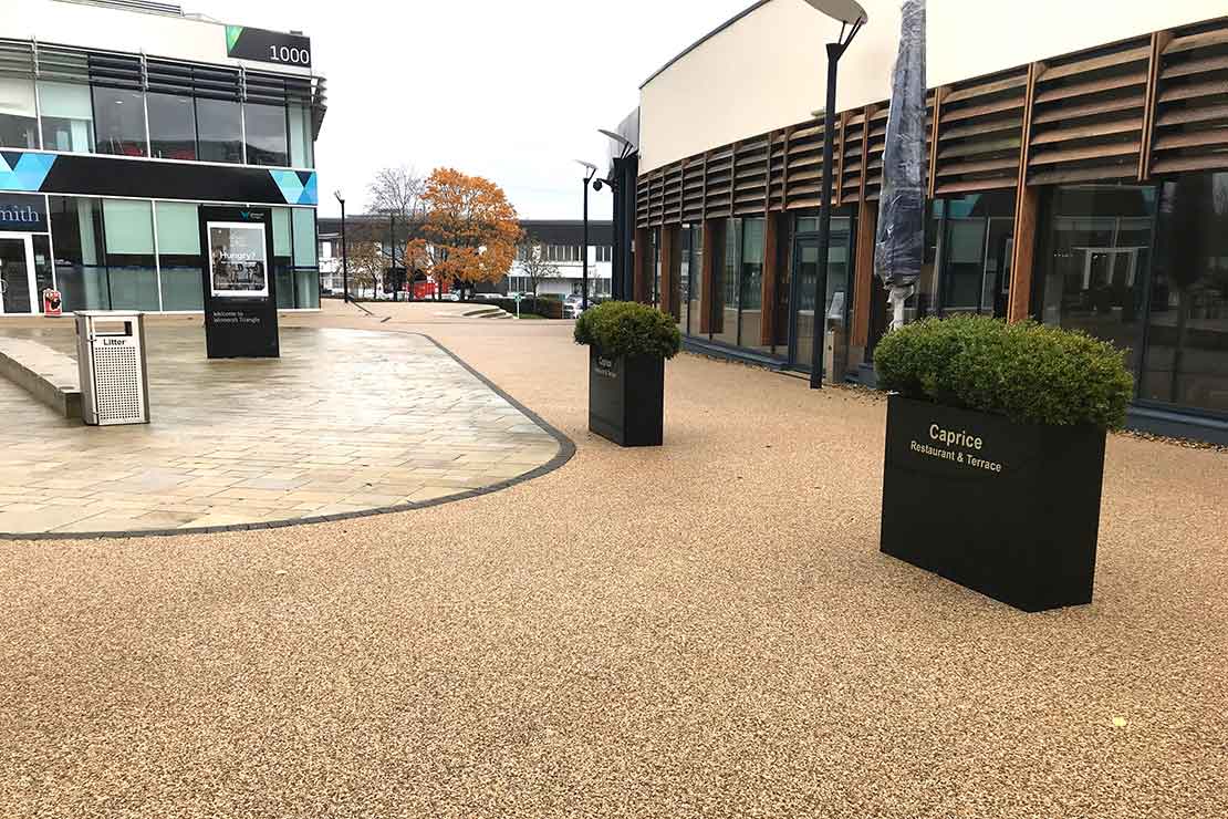 Resin bound surfacing for business park courtyard pathways