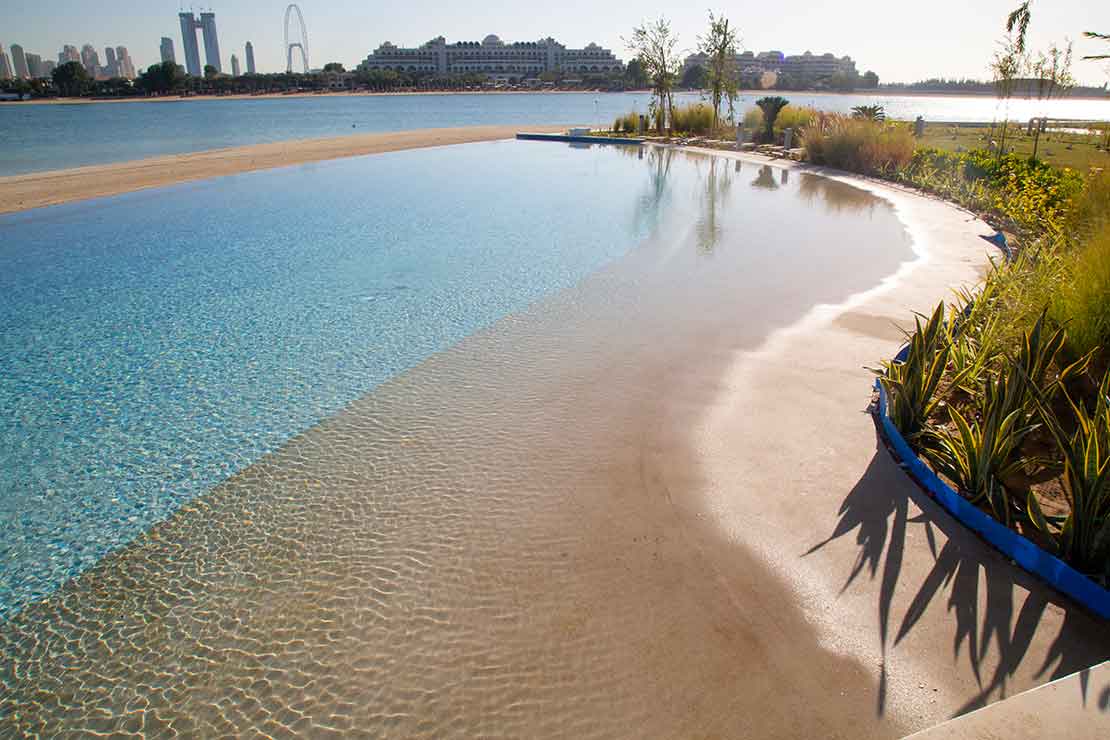 Resin bound Addabound for beach pool in Dubai