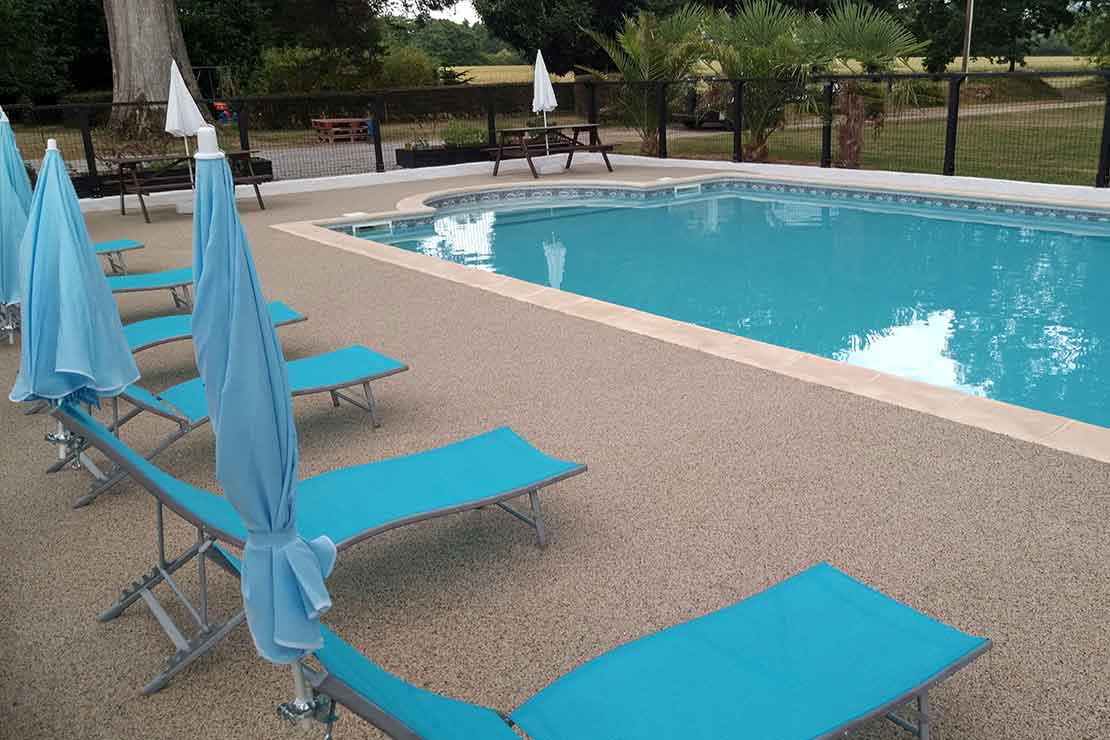 Resin bound poolside paving in France