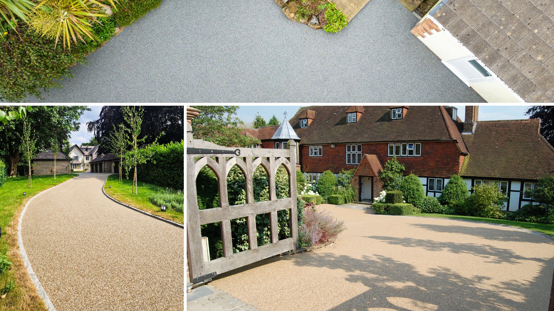 Collage of various Addagrip resin-bound driveways and pathways