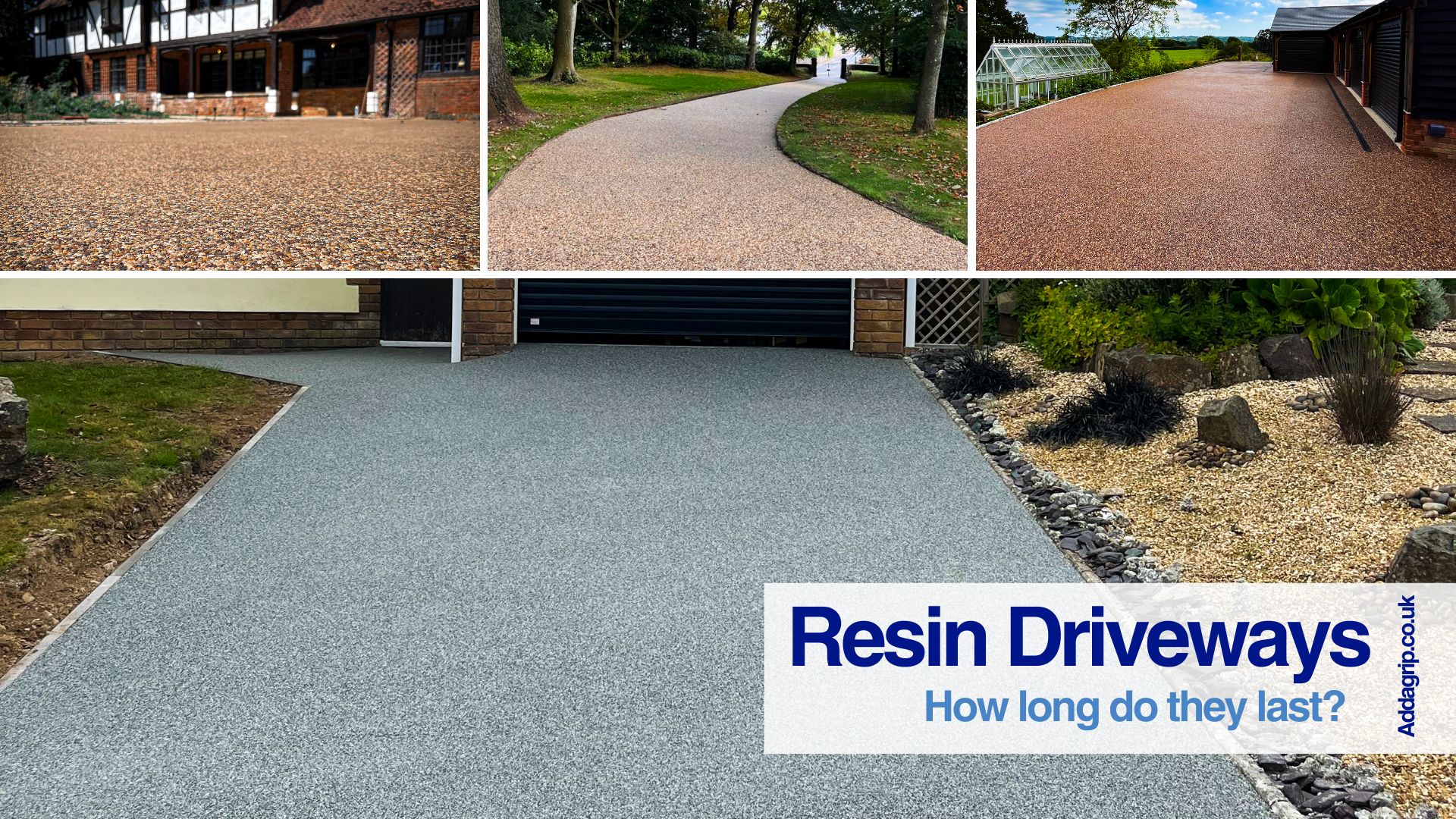 Compilation of three Resin Driveways in various designs and colours.